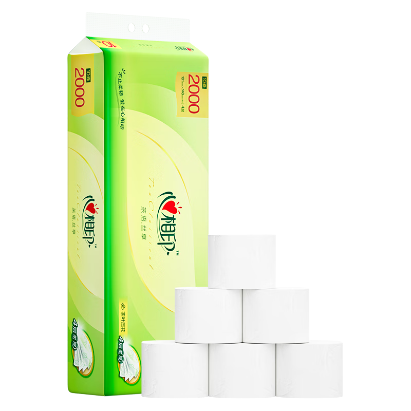 Xinxiangyin coreless roll paper 4 layers 200g*10 rolls Tea Yusi enjoys large weight thick toilet paper toilet paper