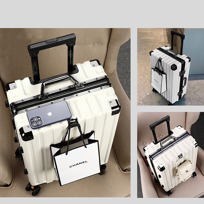 Doublestar suitcase large capacity trolley case next day delivery suitcase student boarding case suitcase password box white thickened PC, aluminum alloy frame 20 inches boarding case