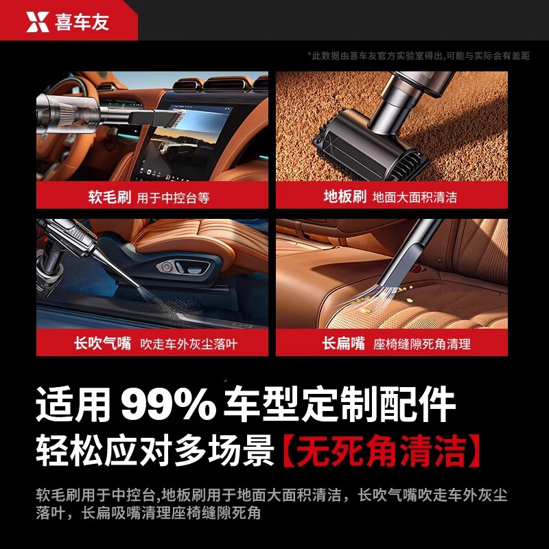 Xicheyou Car Vacuum Cleaner Car Handheld Small Super Powerful Suction Car Home Dual-Purpose Wireless Automatic Convenient Vacuum Cleaner German Copper Core Motor 68000 Suction Single Electric Stainless Steel Filter Element Full Set of Accessories