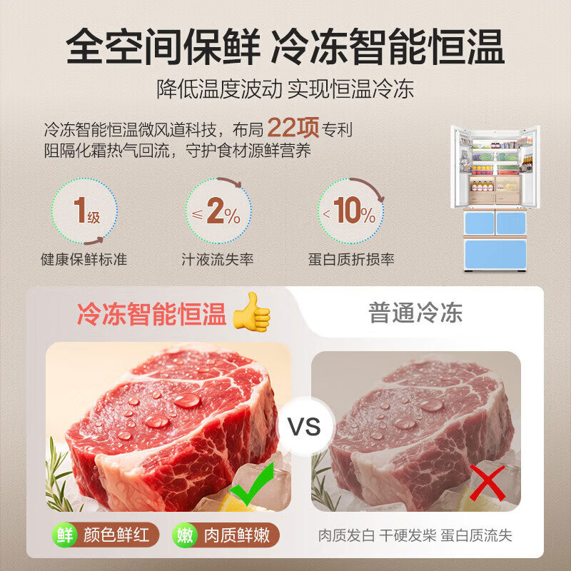 Haier Mailang 508-liter cross-door refrigerator full-space freshness preservation ultra-thin zero-embedded dry and wet storage EPP ultra-clean automatic ice making BCD-508WGHTD1BW9U1 government subsidy 15% 508 cross | full-space freshness | automatic ice making