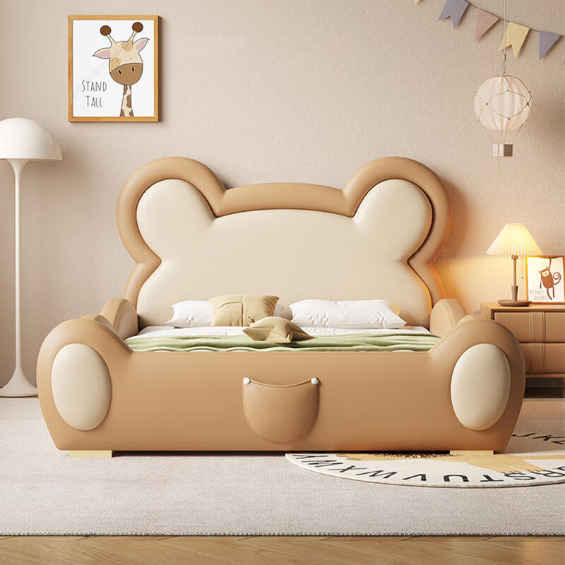 Teenagers' new solid wood single children's bed 1.5m modern simple light luxury internet celebrity cartoon bear bed 1.8m bed children's bed color remarks 1.5m*2.0m frame structure