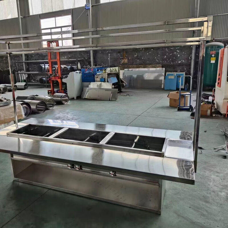 TAPNM mobile stall folding food cart night market Oden skewers spicy hot pot multi-functional stall cart with roof 1.4 meters + 0.5 meters two-pot simple model gas model (free shipping)