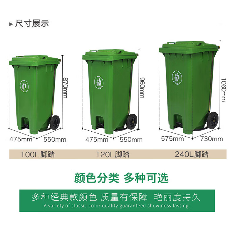 Hasdick gray 120L large outdoor large trash can trailer with wheels and pedals sanitation hotel kitchen waste classification thickened large capacity plastic outdoor property HKZ-152