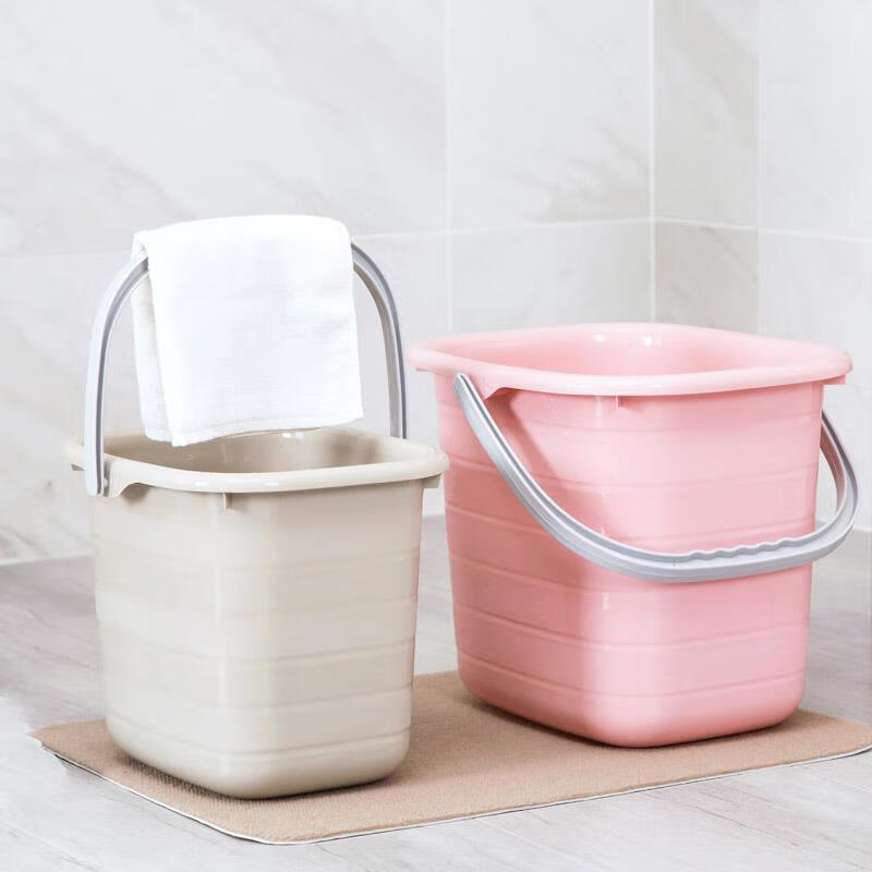 Plastic thickened rectangular portable bucket large bucket mop bucket plastic bucket small square bucket Khaki 11L