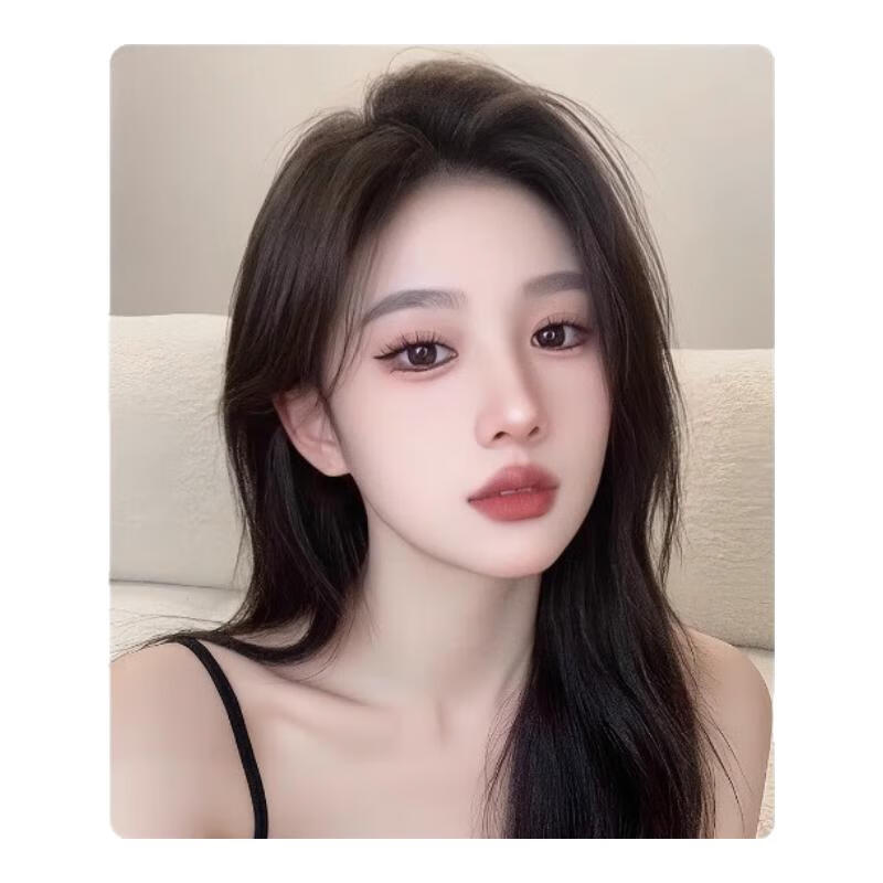 Qiansiya No Need to Hairpin Velcro Wig Women's Top Hair Replacement Fluffy Skull Top Natural Forehead Real Hair Bangs Replacement Full Head Coverage-Remove the Sticker 7*11 Natural Color Eight-Character Style 27CM