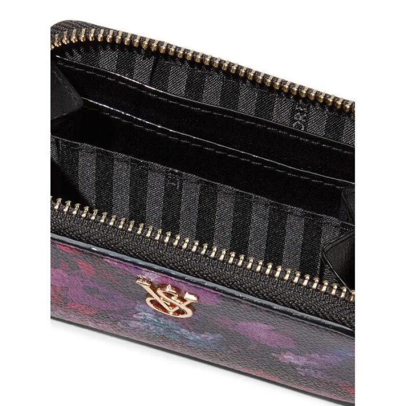 Victoria's Secret Victoria's Secret Small Zipper Wallet Card Holder Fashionable Multiple Card Slots Compact, Exquisite and Portable Black Lily One Size