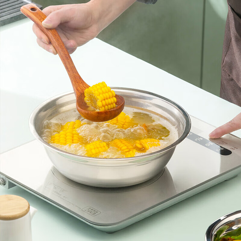 Camellia (CHAHUA) Zhenxiang stainless steel basin thickened flat bottom soup basin kitchen egg beating and basin washing vegetable baking basin 24 cm