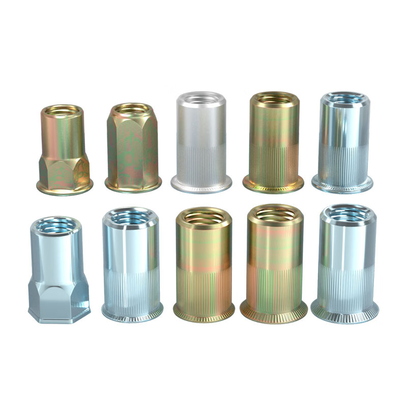 Tianzhuo Hardware national standard rivet nut pull nut pull nut pull cap rivet nut flat head vertical pattern small countersunk head screw cap complete list flat head white zinc M6 (50 pieces)