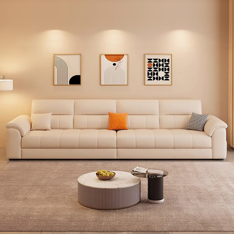 Chipinhui spot 2025 new cream style cat scratch leather sofa living room piano key small apartment straight combination light luxury flagship version cat claw leather fabric latex seat bag four people 2.8m straight