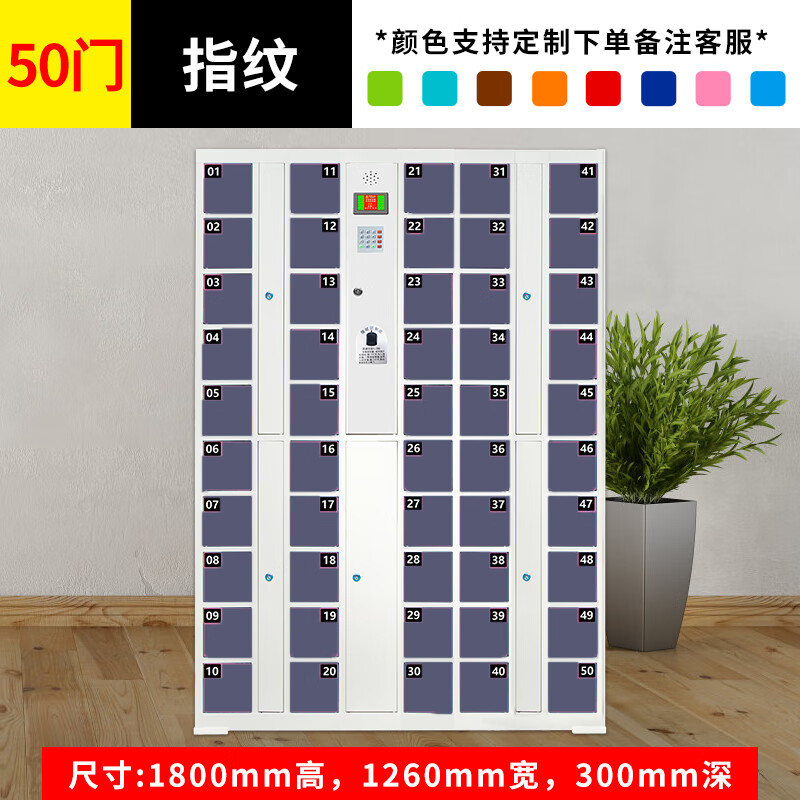 Supermarket Electronic Bag Storage Cabinet Smart Locker Mobile Phone Locker Barcode Fingerprint Scan Code Face Recognition WeChat Cabinet 50 Doors Face Recognition Model
