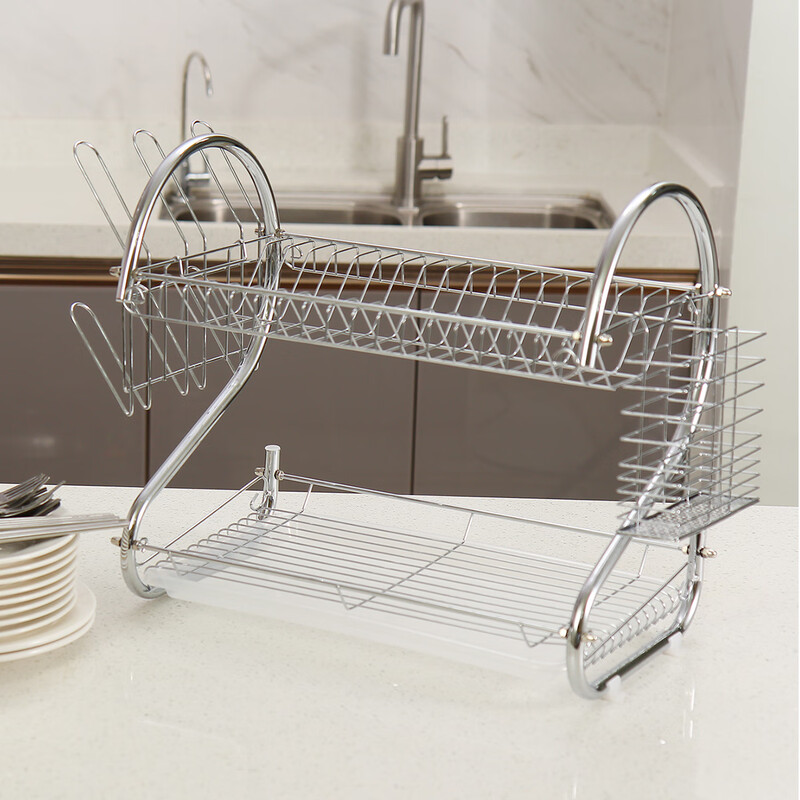 Ou Runzhe dish rack S-shaped double-layer kitchen dish rack drain rack chopstick rack bowl chopsticks bowl plate storage rack