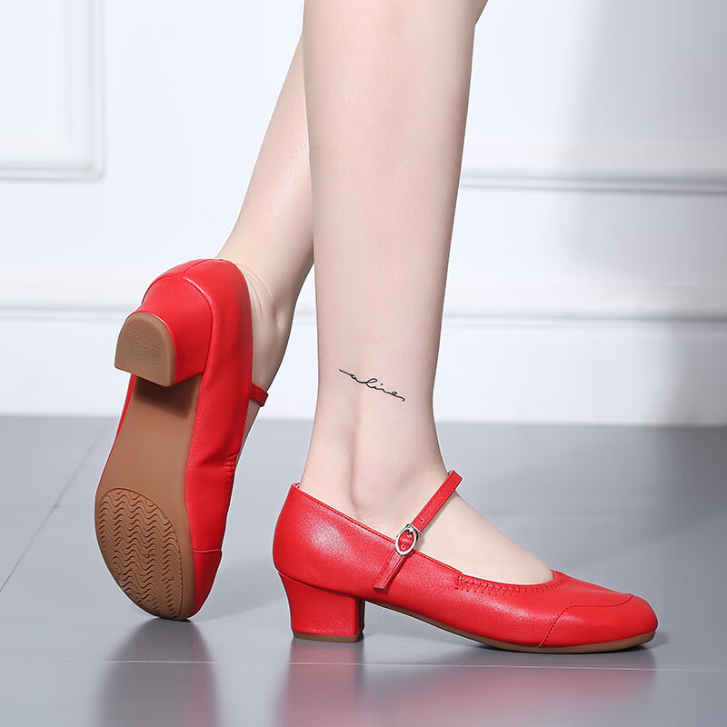 Tesili dance shoes for women adult square dance shoes four seasons mid-heel modern ballroom dance shoes soft sole breathable silver