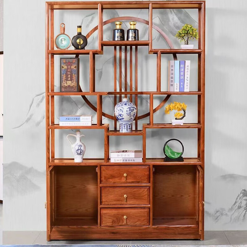 Bogu rack new Chinese style solid wood antique rack multi-layer display cabinet living room ornaments tea rack Duobao Pavilion wine cabinet bookshelf rosewood color 1.2 meters Duobao Pavilion