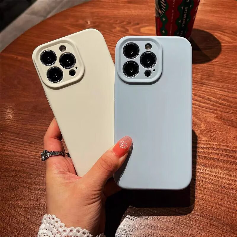Suitable for liquid silicone Apple 15 mobile phone case iPhone15Promax new 14plus solid color 13Pro simple anti-fall cover antique white skin-feel liquid silicone iPhone 14 Plus