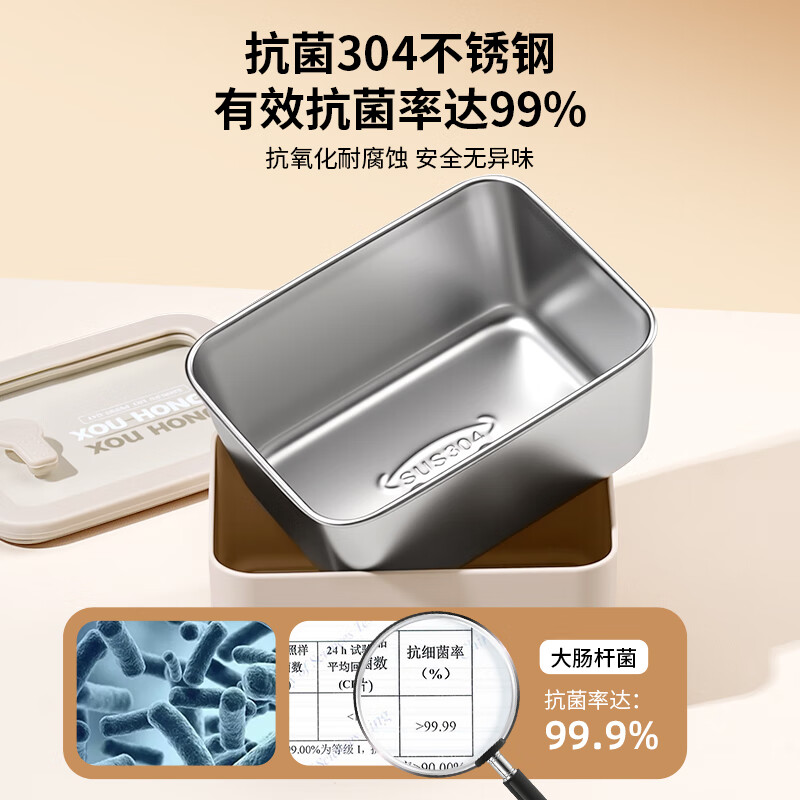 Ymer stainless steel lunch box, microwave heated and fresh-keeping lunch box for office workers, visual glass lunch box, large double compartment