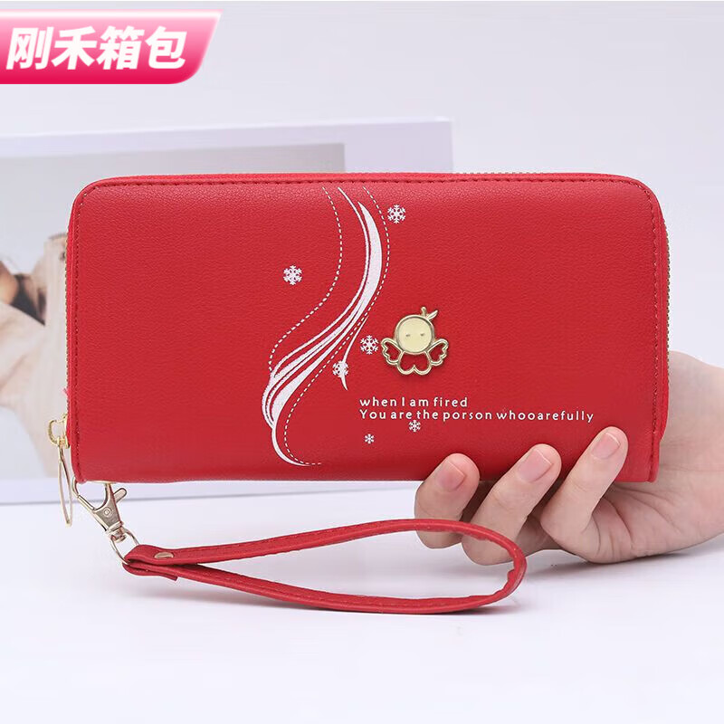 Ye Yu's new wallet for women, long, simple and fashionable zipper bag that can hold mobile phone, clutch bag, mother bag, large capacity wallet, Liuhua Wallet - Lotus Purple