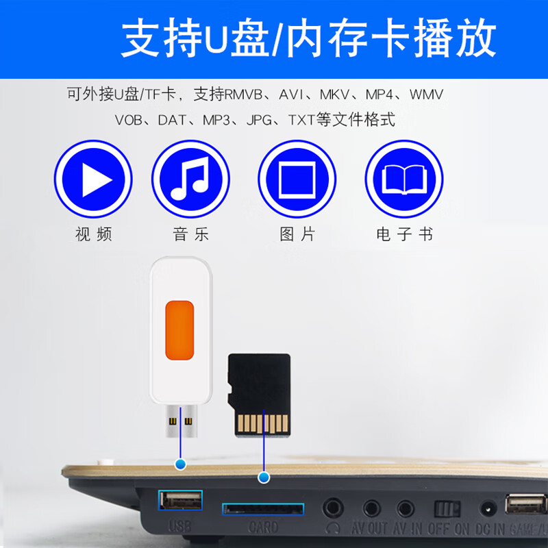 SAST home portable DVD EVD high-definition multi-function video player CD player 12# HD version blue standard configuration