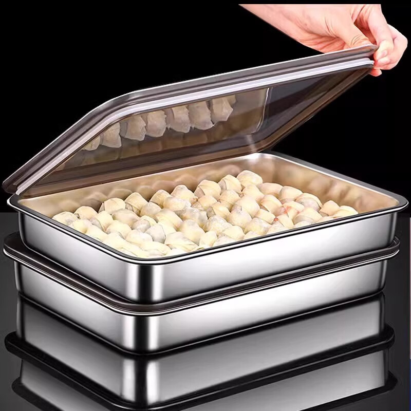Yong Huan German stainless steel food grade dumpling storage box multi-layer wonton dumpling holder for refrigerator tray cold 1 piece 316 grade stainless steel 32 * 23 * 5.5cm