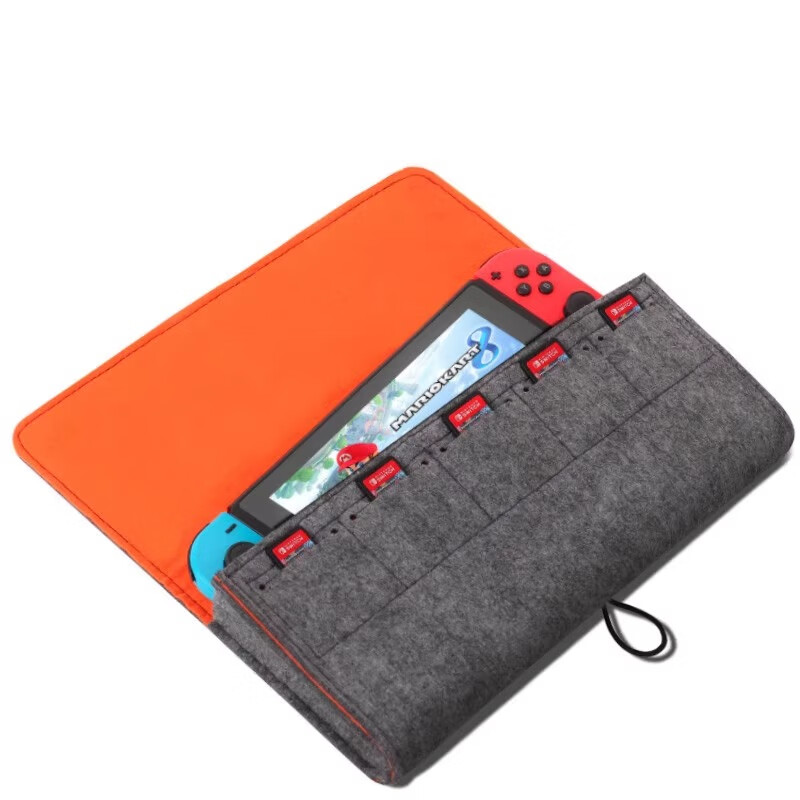 Tuosiman Nintendo switch&oled felt soft bag ns storage host SDN card data cable clutch bag game controller accessories shock-proof and drop-proof delicate plush portable storage bag Switch/oled dark gray