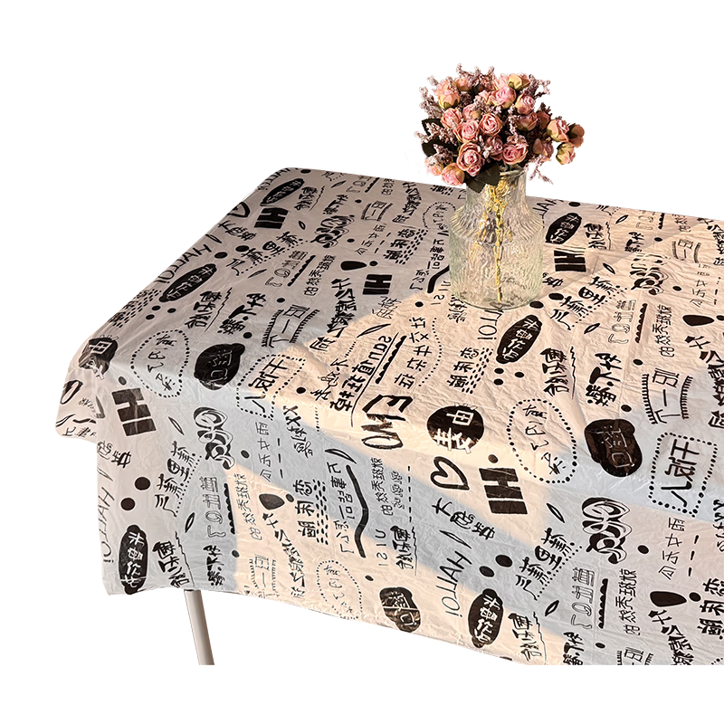 Disposable thickened printed tablecloth ins tablecloth food stall picnic mat plastic tablecloth round table waterproof and oil-proof text 160*160cm* (50 pictures)
