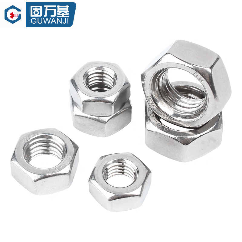 Guwanji authentic 316L stainless steel nut 304 hexagonal nut 201 screw cap coarse tooth fine tooth screw nut national standard 316 thin section M4 50 pieces