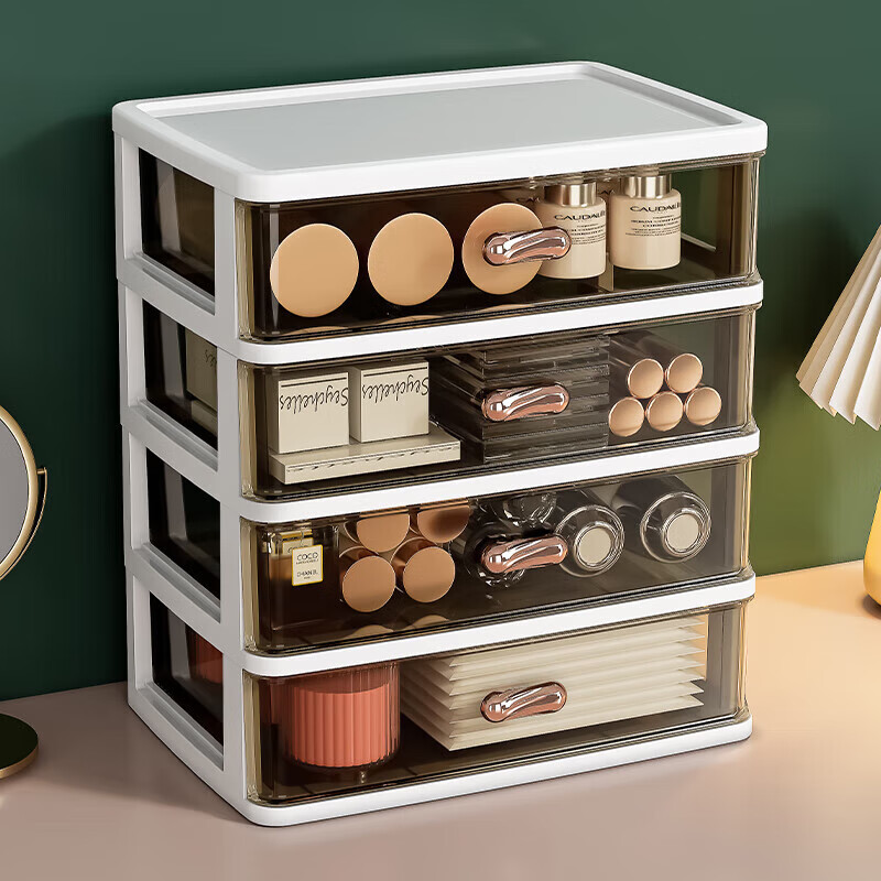 Haofanjie storage box drawer-type desktop storage box storage box file storage cabinet large storage rack large capacity storage box extra large white 4 layers