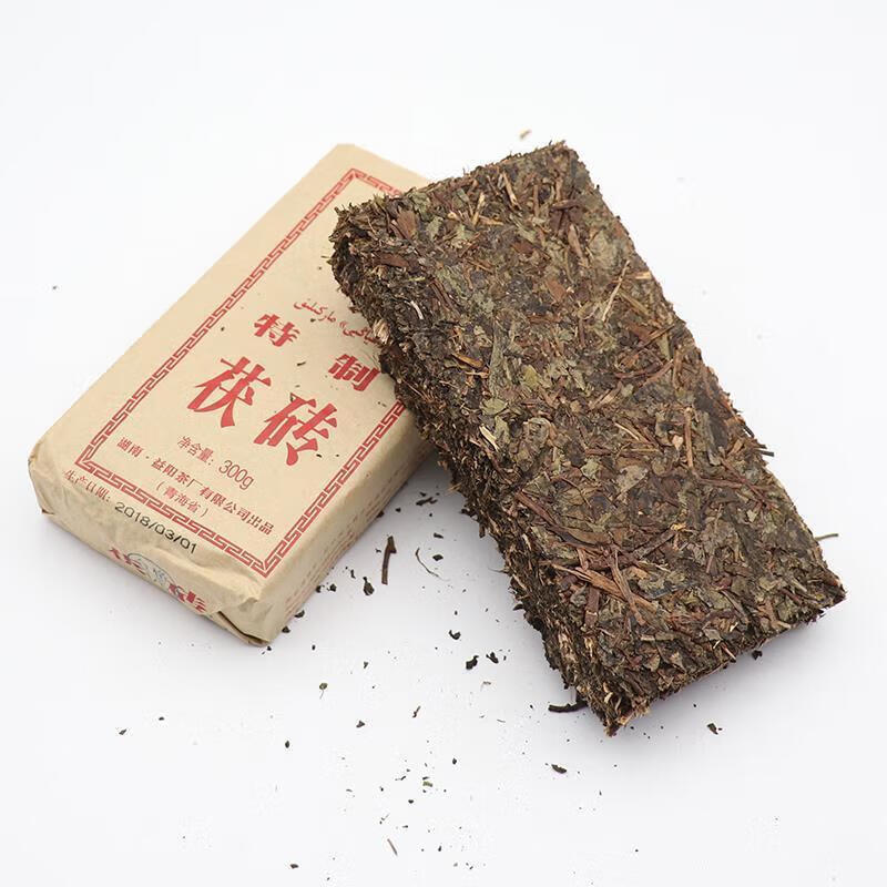 Weiting Gansu Fu Tea Brick Tea Fu Brick Tea Fu Cha Black Tea Huo Brick Tibetan Milk Tea Butter Tea Warm Stomach Tea Poria Two Bags 600g
