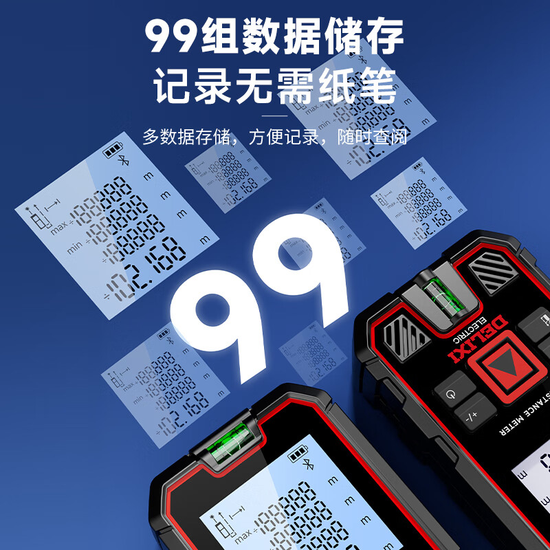 Delixi Electric Laser Distance Meter Indoor Measuring Instrument Portable Measuring Instrument Handheld High Precision Horizontal Infrared Basic Dual Level/Millimeter High Precision - 50 Meters Official Standard