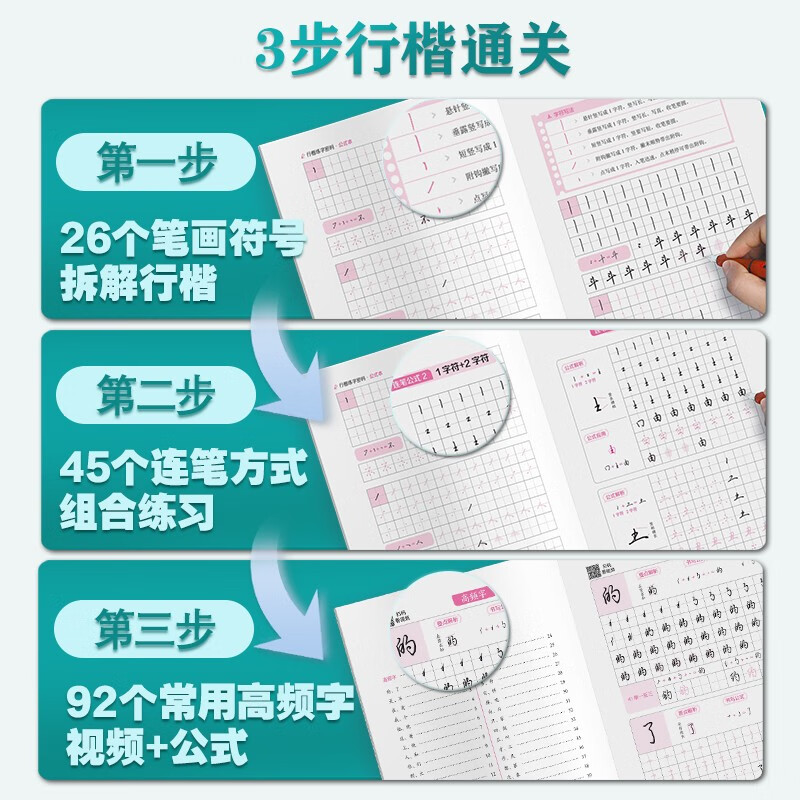 Ink dot copybook, Jing Xiaopeng's calligraphy practice password, formula book, student adult hard-pen copybook, regular script entry-level college boys and girls beginners pen copying and red handwriting calligraphy reading carnival
