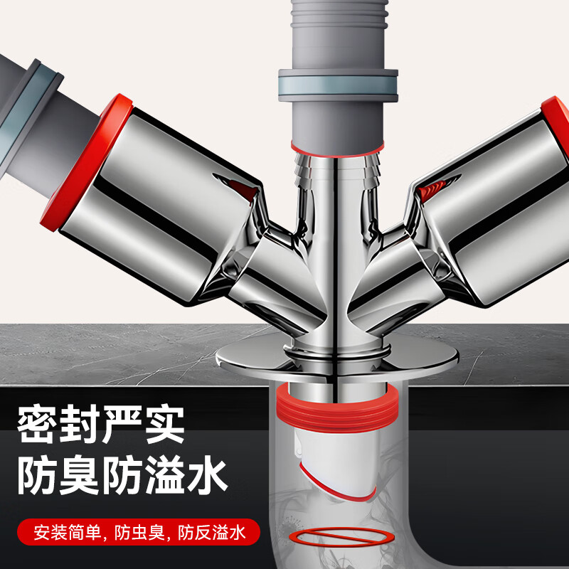 Dezhong washing machine drain four-way four-in-one floor drain drain pipe drain pipe joint P202