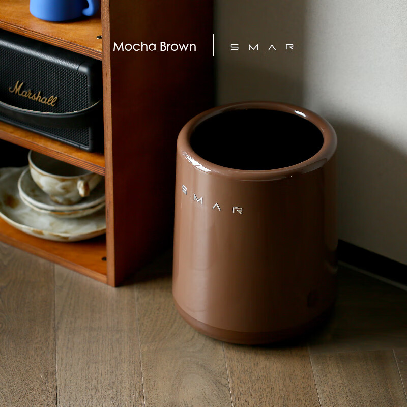 Lazy space simple retro trash can household large capacity open living room bedroom trash can paper basket bathroom trash can retro bucket cream color