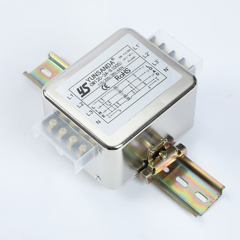 YUNSANDA single-phase AC rail type anti-interference 20A power filter bipolar 220v purification high performance CW12C-3A-R three-phase four-wire rail