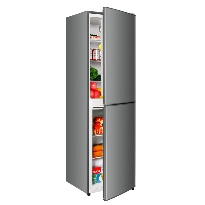 CHIGO 268 liter double-door refrigerator household small first-class energy efficiency large capacity refrigerated fresh-keeping soft-freeze partitioned storage energy-saving refrigerator for rental houses trade-in 268 liters purification and deodorization four layers of upper refrigeration and three layers of lower freezer shelves