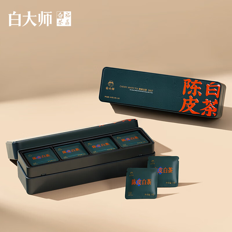 Master Bai Chenpi White Tea 2017 Fuding White Tea Shoumei 100g*2 Tea Gift Box for Self-Drinking and Portable
