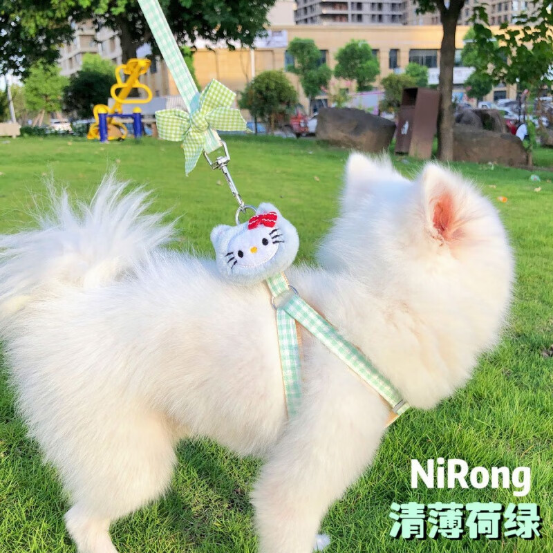 OIMG puppy leash dog walking leash puppy Teddy Bichon Pomeranian anti-breakaway dog leash dog leash cute when going out KT doll Taotaoyao powder 99.99% comfort S size 2-7 pounds