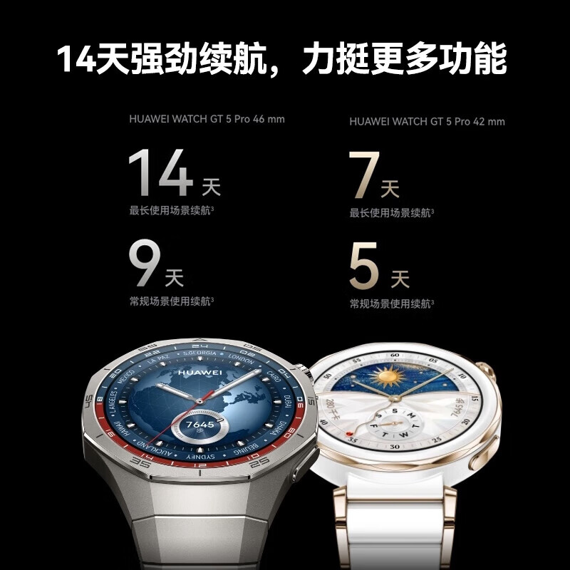 Huawei (HUAWEI) Fashionista Huawei Smart Watch GT5Pro Smart Phone Watch Waterproof Sports Emotional Health Assistant Blood Oxygen Monitoring Valentine's Day Birthday Gift for Boys and Girls Major Upgrade GT5PRO Black + High-Definition Titanium Space Black Strap Flagship New Product