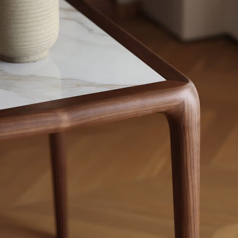 Nian Lin Memory solid wood dining table North American black walnut log slate tea table home simple dining table ebony wood slate dining table North American black walnut single table 200*90*75cm