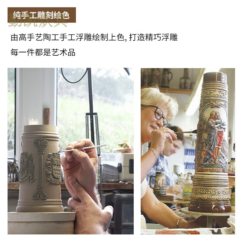 Short Cloud German Beer Mug Imported Zuleborn German Retro Beer Mug Tin Lid Ceramic Collection Gift Imported Relief 250ml Panorama Natural