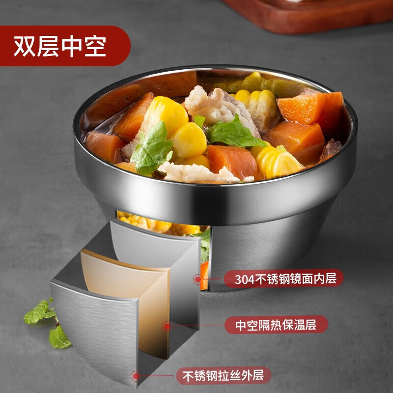 MAXCOOK 304 stainless steel bowl 11.5CM soup bowl tableware noodle bowl double-layer insulation MCWA-097
