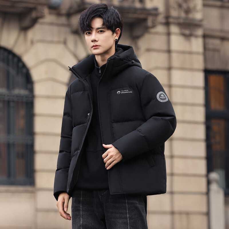 Flying in the Snow Goose Down Series Down Jacket Men's Short Hooded Winter New Fashion Gradient Coldproof Warm Jacket for Men