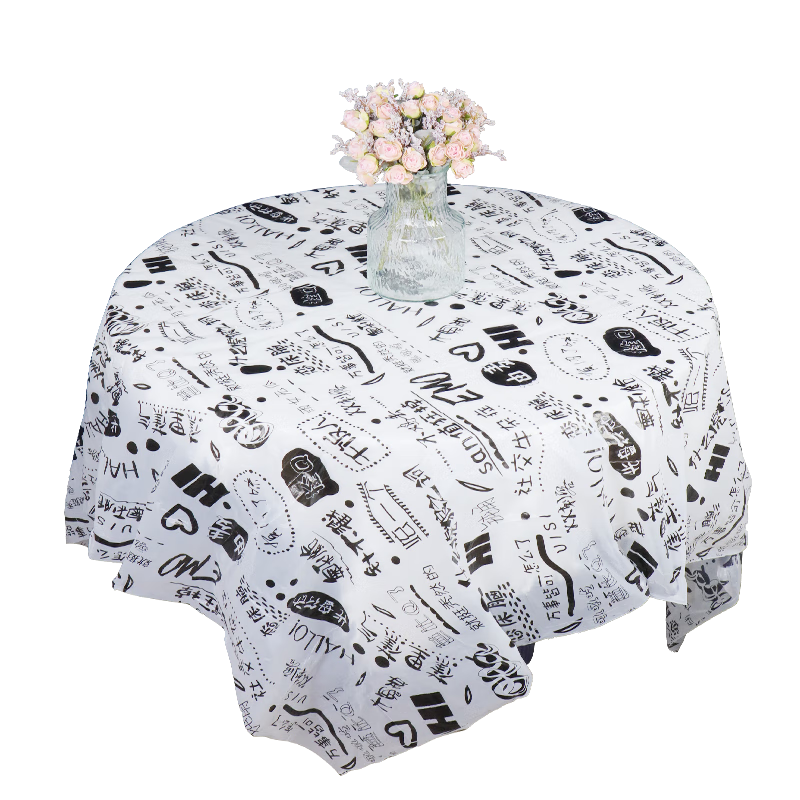 Disposable thickened printed tablecloth ins tablecloth food stall picnic mat plastic tablecloth round table waterproof and oil-proof text 160*160cm* (50 pictures)