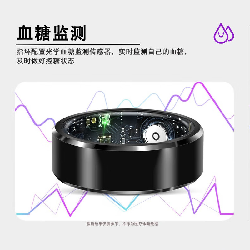 NUIBC smart ring Ring blood sugar and blood pressure trend analysis heart rate sleep blood oxygen health monitoring black technology ring remote control photography exercise step counting waterproof universal for all mobile phones black size 11 finger circumference / circumference 67mm