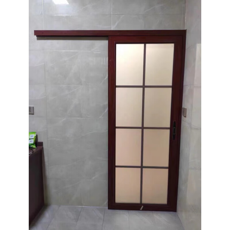 CLCEY kitchen bathroom single rail single leaf hanging sliding door hanging sliding door balcony rear broken titanium magnesium aluminum alloy tempered glass 1.2 (73*35) can be hung rail and floor rail (according to square meter)