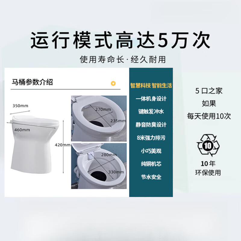 Electric crushing integrated toilet RV modified basement rental house small household bathroom toilet integrated button crushing toilet silent other/other