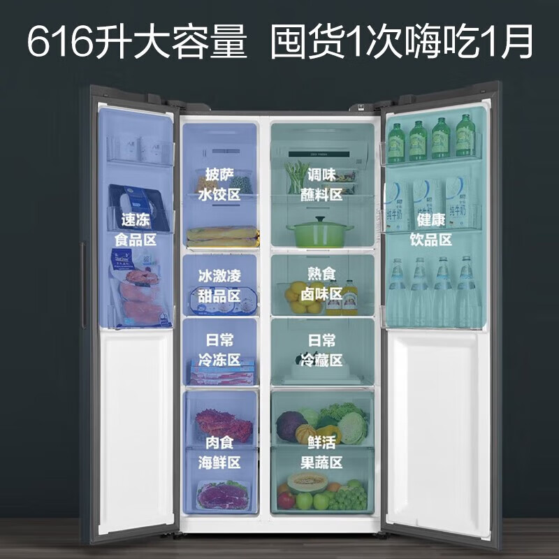 Haier refrigerator 616L double door frequency conversion embedded BCD-616WGHSSEDC9 frost-free first-class double door large capacity 616L multi-channel air supply