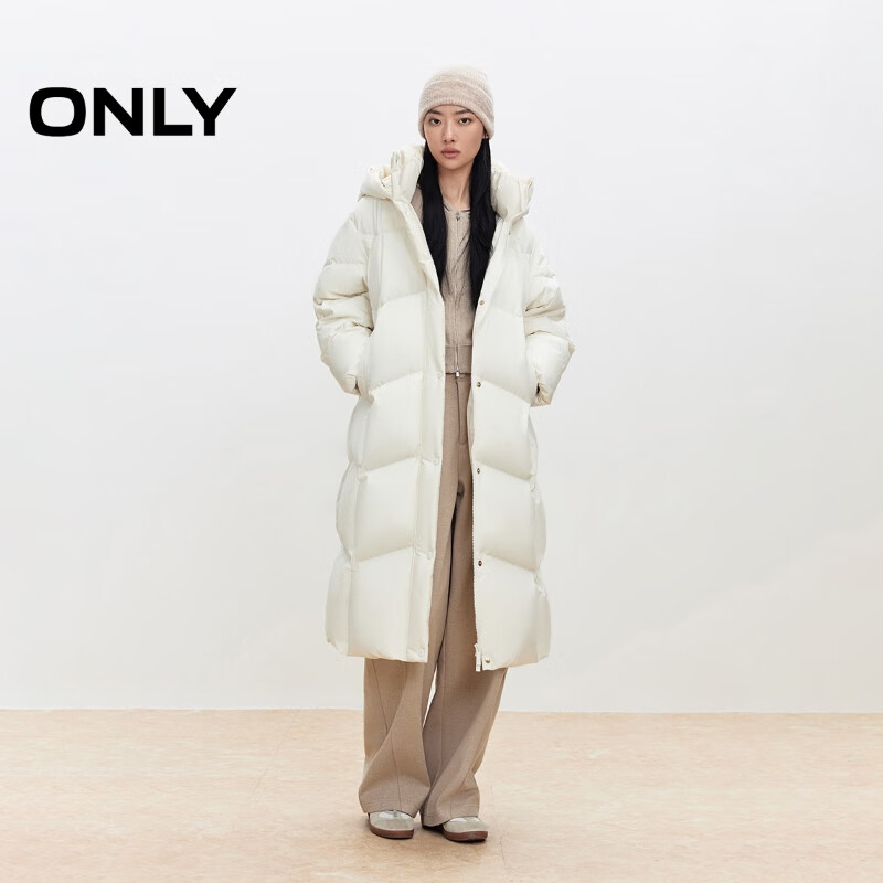 ONLY2025 Winter New 90 White Goose Down Detachable Fox Big Fur Collar Down Jacket Women|125412004 A06 Swire White XS