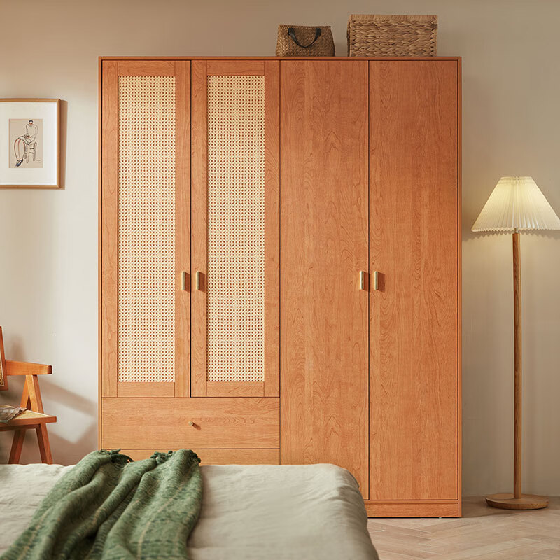 Lin's Home European Simple Rattan Wardrobe Bedroom Household Simple Wardrobe Rental Room Hanging Wardrobe OW1D