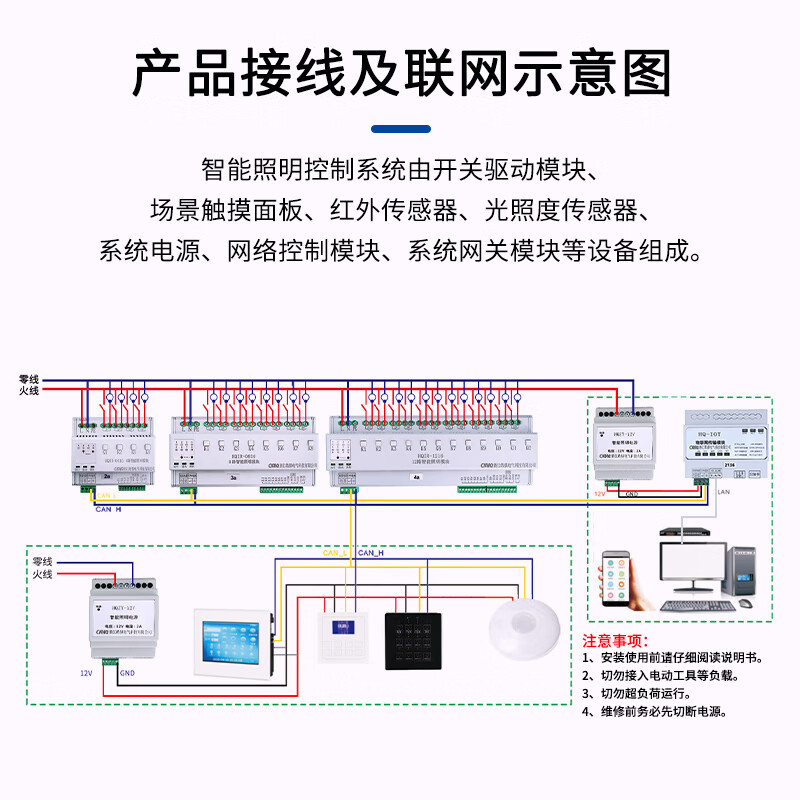 Intelligent lighting control module CAN communication protocol time-controlled longitude and latitude switch 8-circuit lighting controller 86-scene LCD panel DC12V