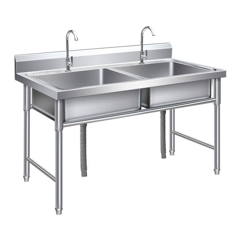 Haike Yijia stainless steel sink with stand sink for washing vegetables and hand washing dishes for commercial hotel and catering double pool 120*70*80 can be customized