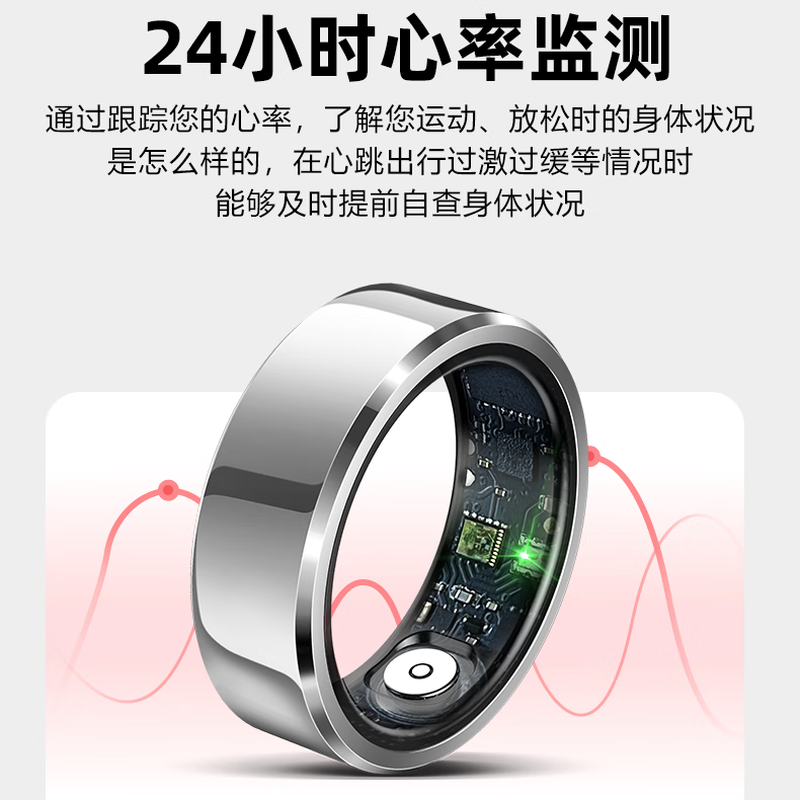 NUIBC black technology non-invasive blood sugar smart ring Ring measures blood lipids, uric acid, blood pressure, heart rate, sleep blood oxygen, body temperature, health monitoring ring, sports, Huawei, Samsung, Xiaomi, universal, gold, blood sugar, blood lipids, uric acid, body temperature, 10 finger circumference/circumference 65mm